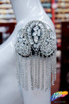 Beaded Rhinestone Epaulet with Rhinestone Cupchain Fringe, EP-032 (sold per piece)