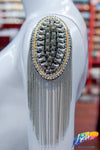 Studded Rhinestone Epaulet with Ball Chain Tassel, EP-031 (sold per piece)