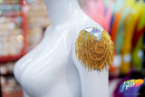 Beaded Chain Epaulet with Crystal AB Triangle Stones, EP-027 (sold per piece)