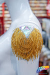Beaded Chain Epaulet with Crystal AB Triangle Stones, EP-027 (sold per piece)