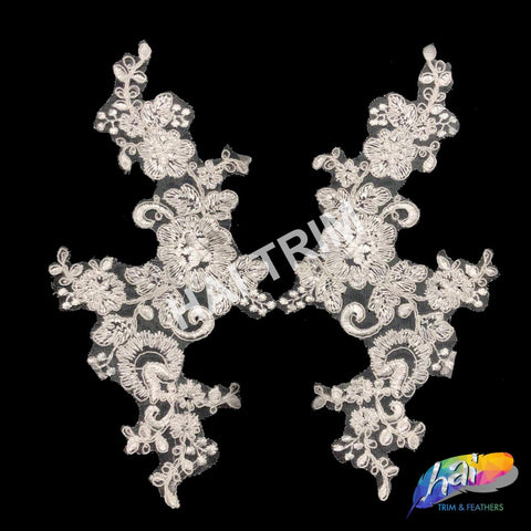 White Embroidered Lace Flower Applique, LAP-06