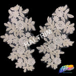 White Beaded Flower Lace Applique, LAP-13