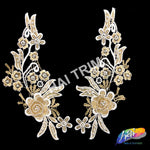 Embroidered Flower Applique with Pearl Beads, LAP-31