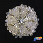 Clear Round Beaded Rhinestone Applique, BA-015