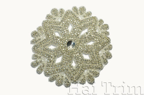 SALE! Beaded Rhinestone Applique, Wedding Formal Prom Crystal Patch, RA-201
