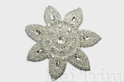 SALE! Beaded Rhinestone Applique, Wedding Formal Prom Crystal Patch, RA-202