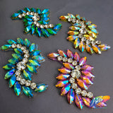 Fancy Wavy Rhinestone Motif Applique, RA-082