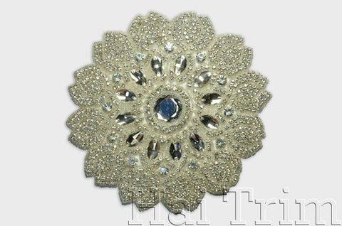 SALE! Beaded Rhinestone Applique, Wedding Formal Prom Crystal Patch, RA-204