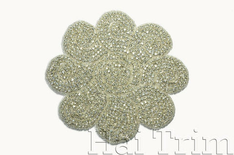 SALE! Beaded Rhinestone Applique, Wedding Formal Prom Crystal Patch, RA-205