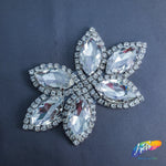 6-Petal Glass Flower Rhinestone Applique, RA-079