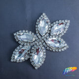 6-Petal Glass Flower Rhinestone Applique, RA-079