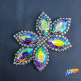 6-Petal Glass Flower Rhinestone Applique, RA-079