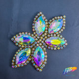 6-Petal Glass Flower Rhinestone Applique, RA-079