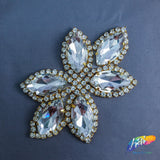 6-Petal Glass Flower Rhinestone Applique, RA-079