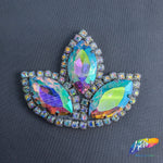 3-Petal Glass Flower Rhinestone Applique, RA-086