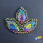 3-Petal Glass Flower Rhinestone Applique, RA-086
