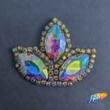 3-Petal Glass Flower Rhinestone Applique, RA-086