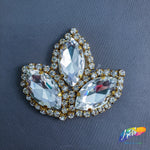 3-Petal Glass Flower Rhinestone Applique, RA-086