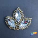3-Petal Glass Flower Rhinestone Applique, RA-086
