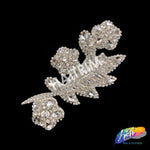 Beaded Rhinestone Flower Motif Applique on Felt, RA-252