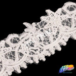 4" White Embroidered Lace Trim, EMB-047