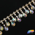 SALE! 1 1/4" Color AB Dangling Rhinestone Trim, ACR-016