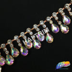 SALE! 1 1/4" Color AB Dangling Rhinestone Trim, ACR-016