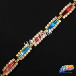 SALE! 1/2" Multicolored Rhinestone Trim, ACR-018