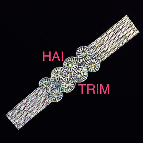 Crystal AB Belt Rhinestone Iron On Applique, IRA-027