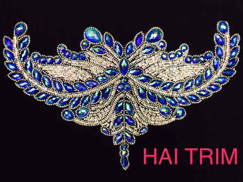 Colored Resin Rhinestone Motif Iron On Applique, IRA-055