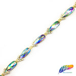 3/8" Color AB Teardrop Stone Trim with Crystal Rhinestones, ACR-051