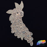 Rose Gold/Crystal Rhinestone Motif Iron On Applique (sold per side), IRA-066