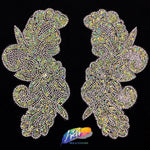 SALE! Multicolor Gel-Back Rhinestone Iron On Applique (sold by pair), IRA-069