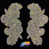 SALE! Multicolor Gel-Back Rhinestone Iron On Applique (sold by pair), IRA-069