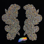 SALE! Multicolor Gel-Back Rhinestone Iron On Applique (sold by pair), IRA-069