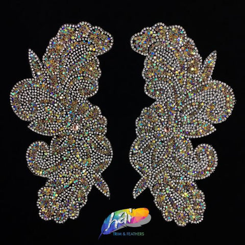 SALE! Multicolor Gel-Back Rhinestone Iron On Applique (sold by pair), IRA-069 SALE! Multicolor Gel-Back Rhinestone Iron On Applique (sold by pair), IRA-069