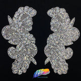 SALE! Gel-Back Rhinestone Appliques, Colored Iron-on Crystal Rhinestone Patches by the Pair, IRA-069