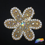 Giant Beaded Rhinestone Flower Iron On Applique, IRA-082