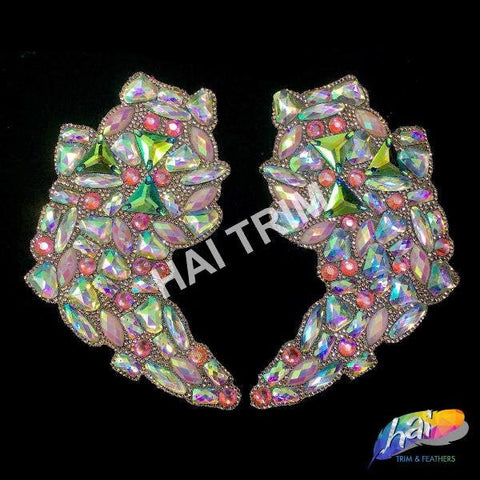 Multicolor Gel-Back Rhinestone Applique by the Pair, IRA-096