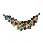 SALE! Leaf Branch Fancy Colored Rhinestone Applique on Metal Setting, YH-086