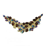 SALE! Leaf Branch Fancy Colored Rhinestone Applique on Metal Setting, YH-086