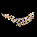 SALE! Leaf Branch Fancy Colored Rhinestone Applique on Metal Setting, YH-086