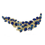 SALE! Leaf Branch Fancy Colored Rhinestone Applique on Metal Setting, YH-086
