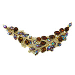 SALE! Leaf Branch Fancy Colored Rhinestone Applique on Metal Setting, YH-086