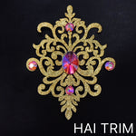 Gold Glittered Paper Applique with Acrylic Stones