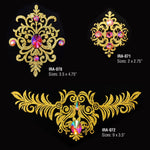Gold Glittered Paper Applique with Acrylic Stones