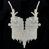 Crystal Beaded Rhinestone Motif Iron On Applique, IRA-110