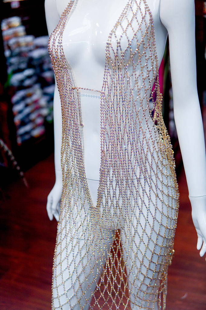 Crystal Rhinestone Cupchain Mermaid Body Chain Dress, RD-100 – Hai
