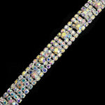 1/2" 4-row 12ss (3mm) Crystal Rhinestone Cupchain Trim with 20ss Rhinestones, RT-023