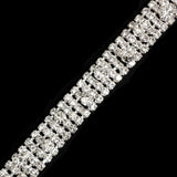 1/2" 4-row 12ss (3mm) Crystal Rhinestone Cupchain Trim with 20ss Rhinestones, RT-023